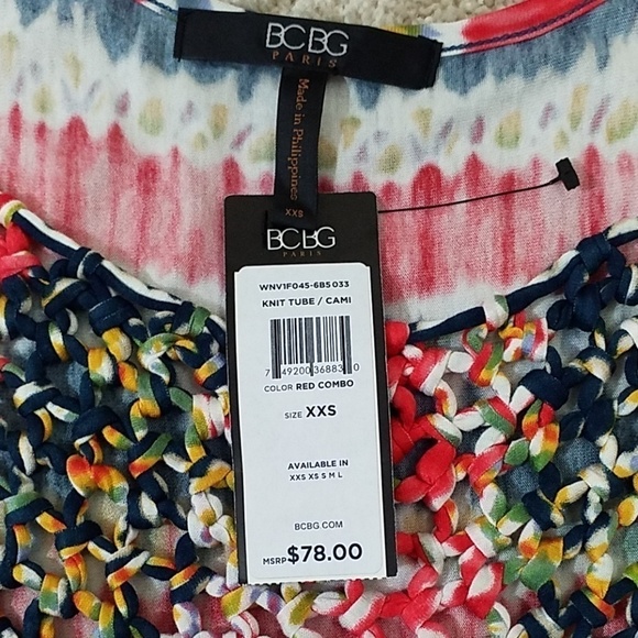 BCBG Paris~Women's Size XXS~Red Combo Shirt NWT. - Picture 10 of 11